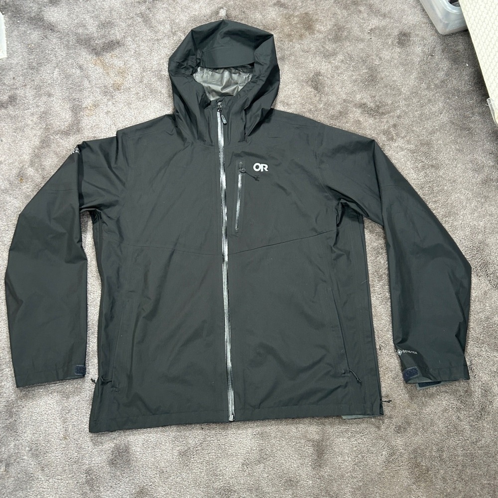Outdoor Research Foray II Jacket Men XXL Black GORE-TEX Rain Shell Side zippers